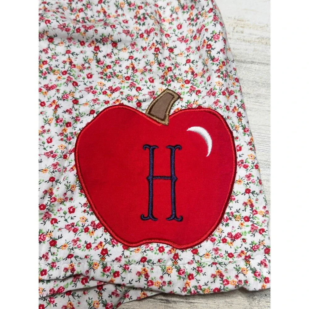 Classic Whimsy‎ Floral Apple Dress Girls Monogram H Personalized Custom